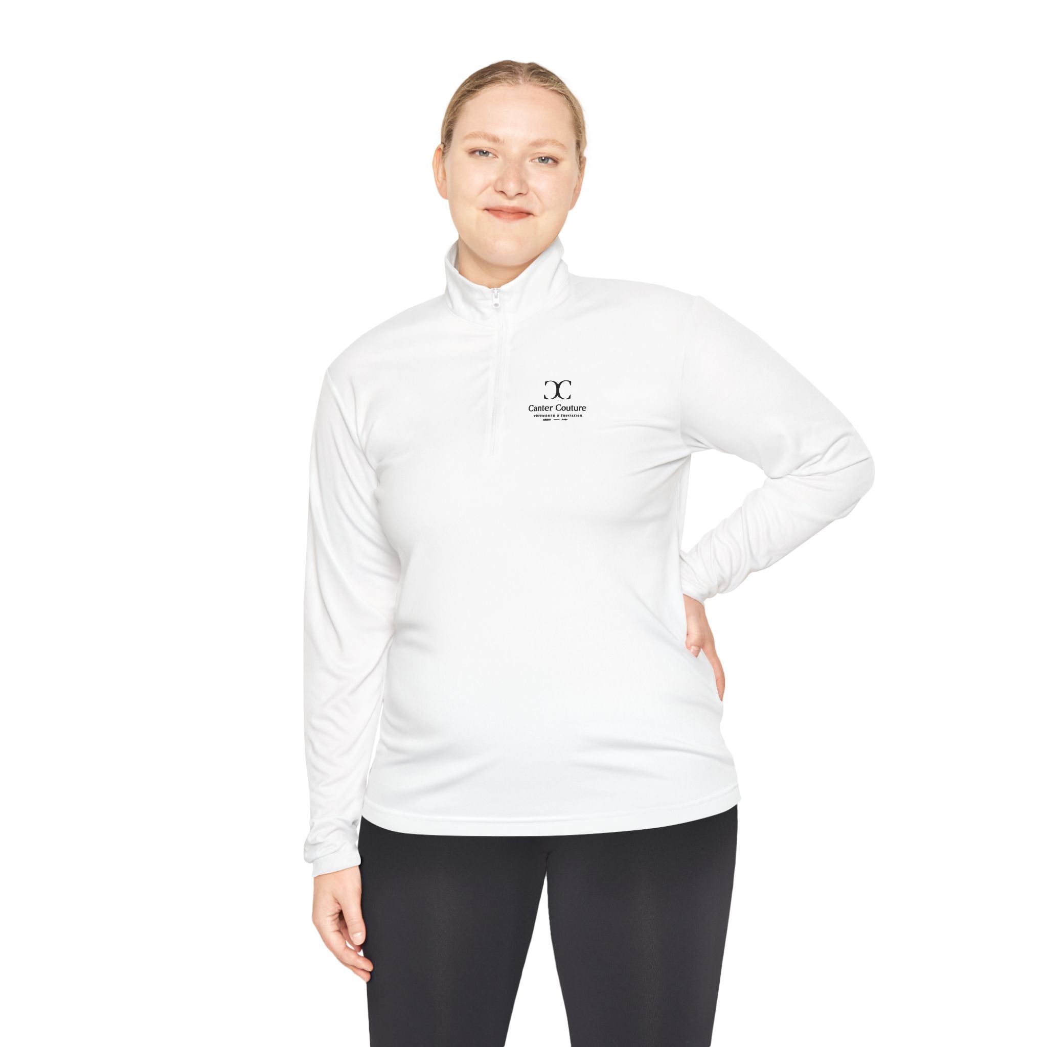The Early Start Quarter Zip in white - front view