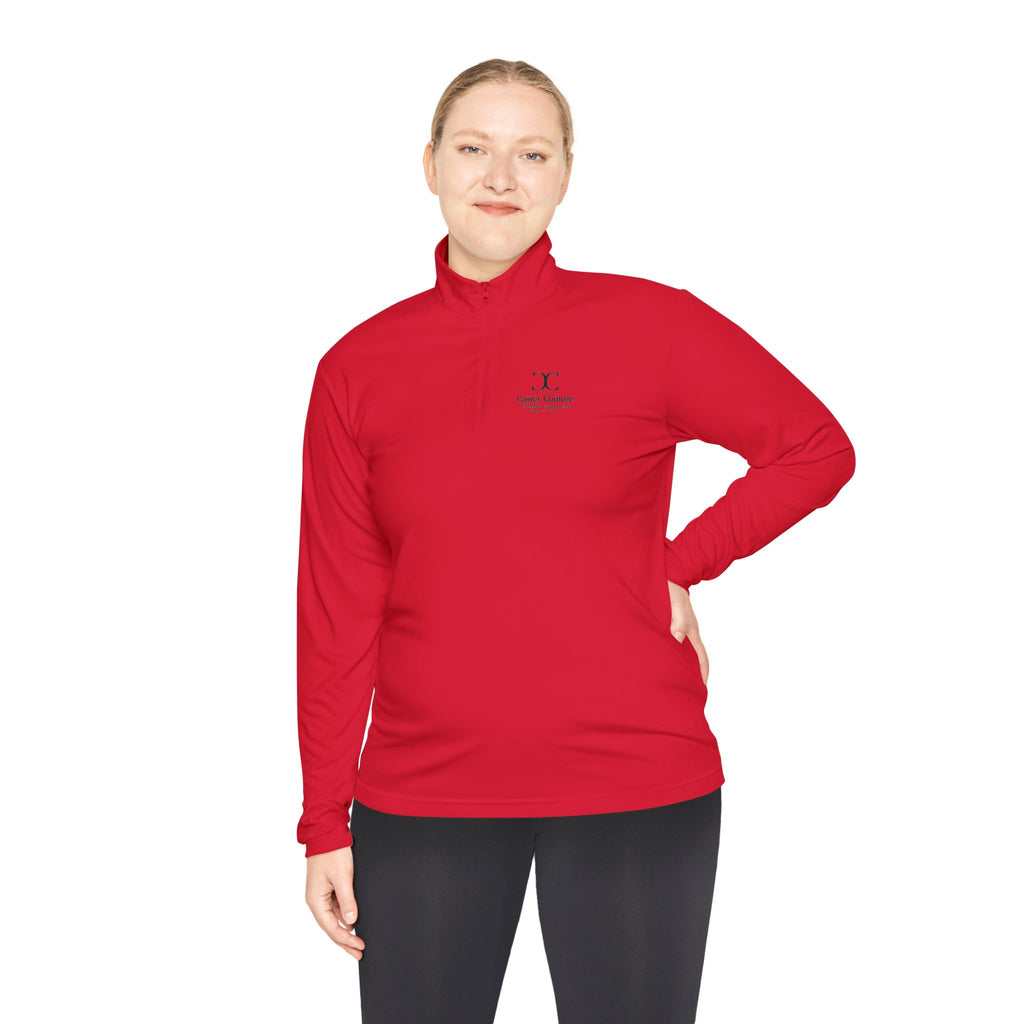 The Early Start Quarter Zip in true red - front view