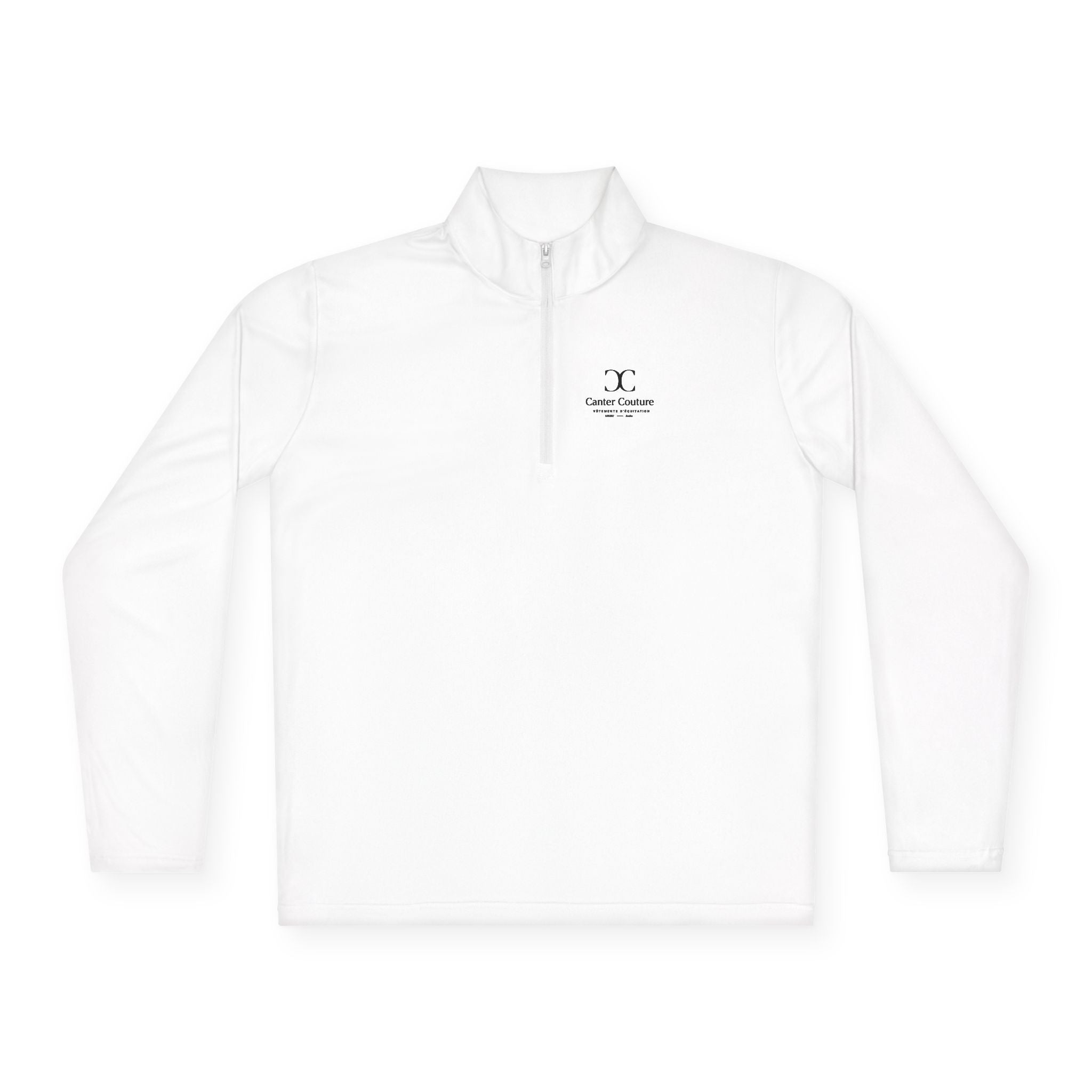 The Early Start Quarter Zip in white - chest print detail