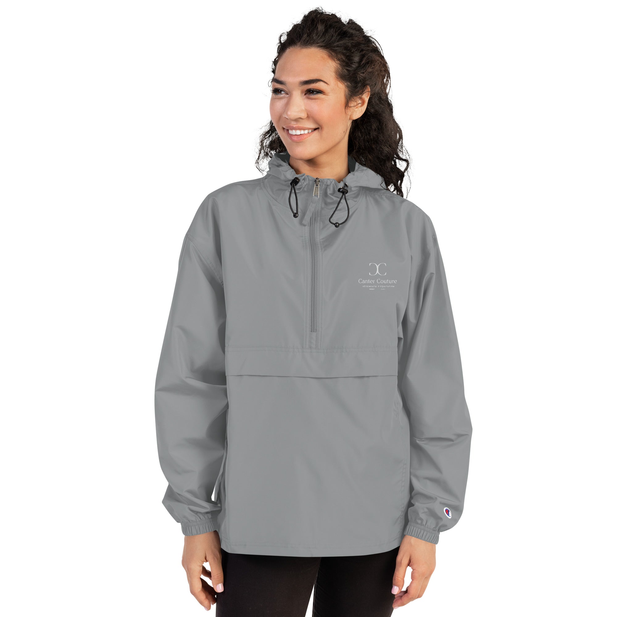 The Embroidered All-Weather Jacket in graphite - front view